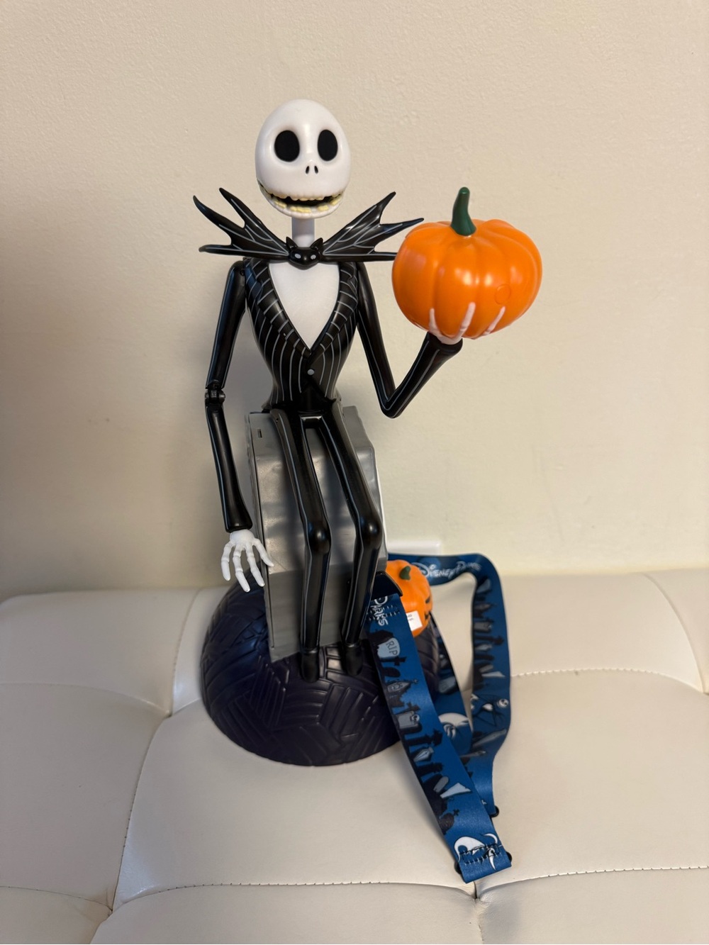 Disney Jack Skellington Black White with Orange Pumpkin Figurine